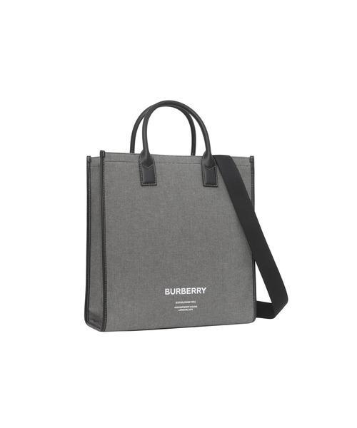 BURBERRY(バーバリー)の「ホースフェリープリント コットンキャンバス トート(トートバッグ・メンズ・ブラック×グレー・ONE SIZE)」の4枚目の写真