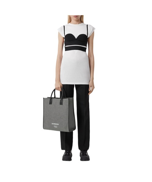 BURBERRY(バーバリー)の「ホースフェリープリント コットンキャンバス トート(トートバッグ・メンズ・ブラック×グレー・ONE SIZE)」の5枚目の写真