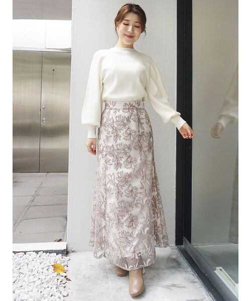 MERCURYDUO（マーキュリーデュオ）の「モックネックバルーンスリーブニット（ニット/セーター・レディース・ライトグレー/ブラック/オフホワイト/ピンク・FREE）」の17枚目の写真