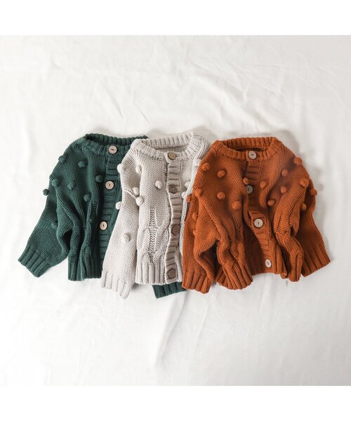 Ampersand（アンパサンド）の「premier ニットカーディガン（カーディガン/ボレロ・キッズ・ダークグリーン/ブラウン/オフホワイト・90/100/110/120/80/130/70/140）」の6枚目の写真