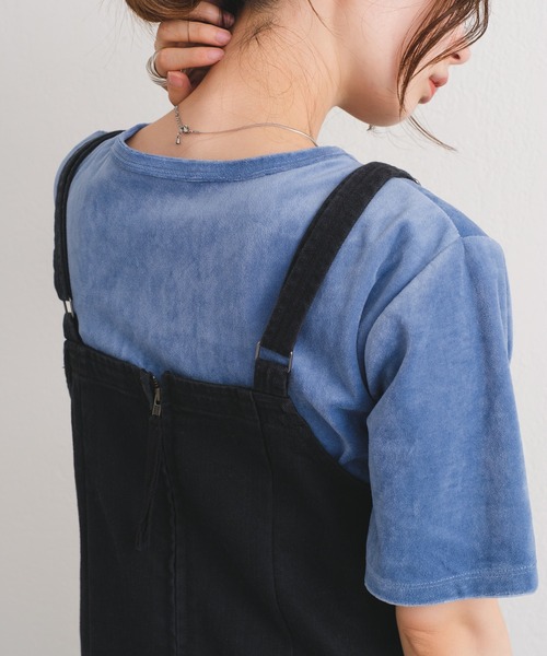 Kastane（カスタネ）の「ベロアTee（Tシャツ/カットソー・レディース・アイボリー/サックスブルー/ピンク・FREE）」の3枚目の写真