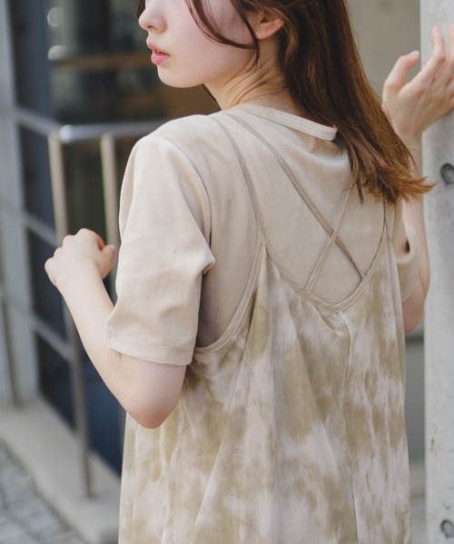 Kastane（カスタネ）の「ベロアTee（Tシャツ/カットソー・レディース・アイボリー/サックスブルー/ピンク・FREE）」の2枚目の写真