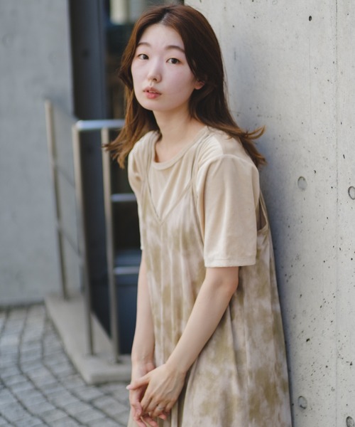 Kastane（カスタネ）の「ベロアTee（Tシャツ/カットソー・レディース・アイボリー/サックスブルー/ピンク・FREE）」の4枚目の写真