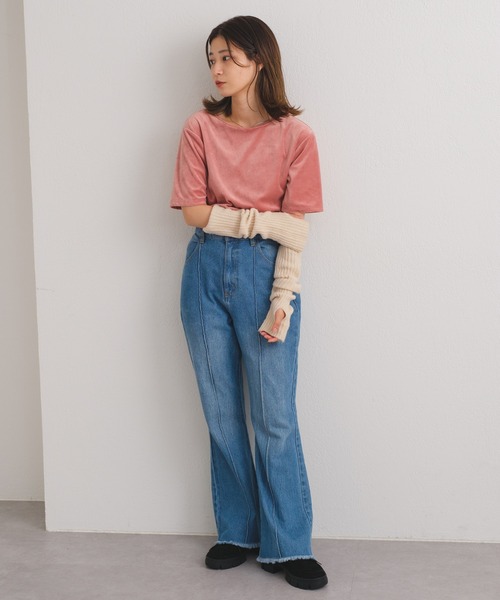 Kastane（カスタネ）の「ベロアTee（Tシャツ/カットソー・レディース・アイボリー/サックスブルー/ピンク・FREE）」の7枚目の写真