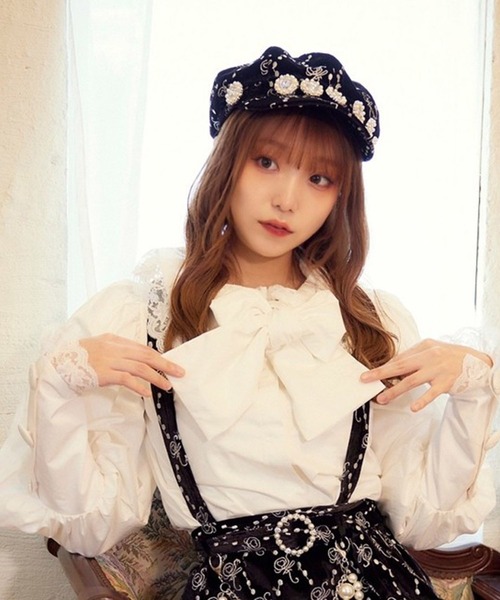 Swankiss(スワンキス)の「SX SK velour cas(キャスケット・レディース・ブラック/ピンク/ボルドー・FREE)」の2枚目の写真