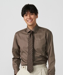 形態安定ノーアイロン ラウンド衿 長袖ビジネスワイシャツ