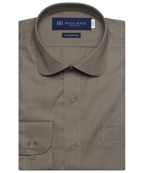 TOKYO SHIRTS(トウキョウシャツ)の「形態安定ノーアイロン ラウンド衿 長袖ビジネスワイシャツ(ビジネスシャツ・メンズ・ダークブラウン・首回り37cm-裄丈80cm/首回り39cm-裄丈80cm/首回り39cm-裄丈84cm/首回り41cm-裄丈82cm/首回り41cm-裄丈86cm/首回り42cm-裄丈82cm/首回り42cm-裄丈86cm/首回り43cm-裄丈82cm/首回り43cm-裄丈86cm/首回り37cm-裄丈84cm)」の6枚目の写真