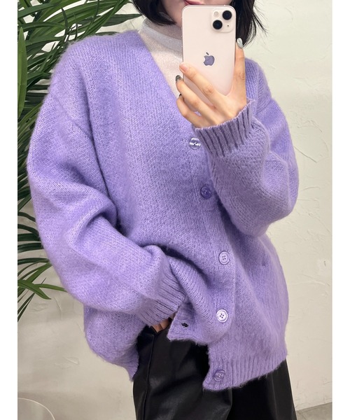 WC（ダブル シー）の「モヘアタッチビッグカーディガン（カーディガン/ボレロ・レディース・ブラック/パープル/ピンク/イエロー/オレンジ/グリーン・FREE）」の3枚目の写真