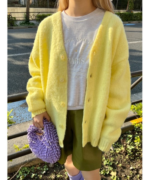 WC（ダブル シー）の「モヘアタッチビッグカーディガン（カーディガン/ボレロ・レディース・ブラック/パープル/ピンク/イエロー/オレンジ/グリーン・FREE）」の4枚目の写真