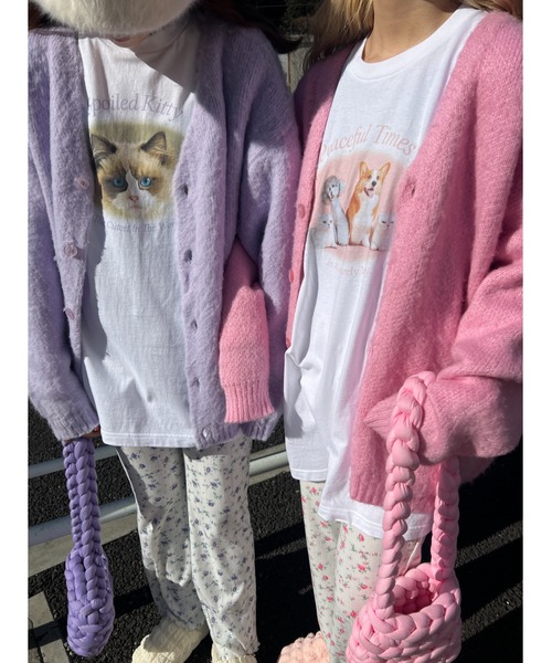 WC（ダブル シー）の「モヘアタッチビッグカーディガン（カーディガン/ボレロ・レディース・ブラック/パープル/ピンク/イエロー/オレンジ/グリーン・FREE）」の10枚目の写真