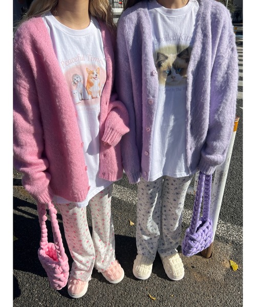 WC（ダブル シー）の「モヘアタッチビッグカーディガン（カーディガン/ボレロ・レディース・ブラック/パープル/ピンク/イエロー/オレンジ/グリーン・FREE）」の14枚目の写真