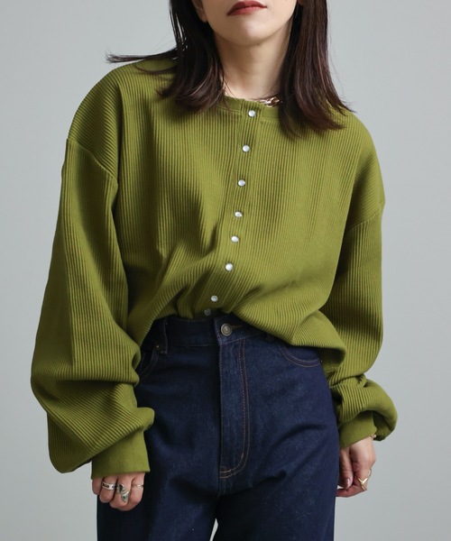 ap retro（アプレトロ）の「テレコカーディガン（カーディガン/ボレロ・レディース・ブラック/ブラウン/グリーン/アイボリー・FREE）」の5枚目の写真