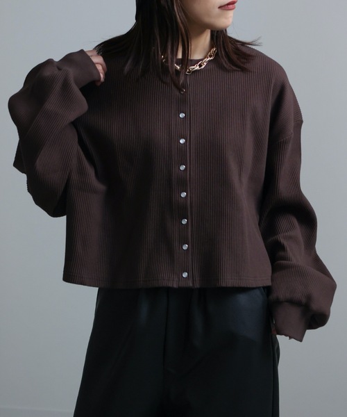 ap retro（アプレトロ）の「テレコカーディガン（カーディガン/ボレロ・レディース・ブラック/ブラウン/グリーン/アイボリー・FREE）」の14枚目の写真