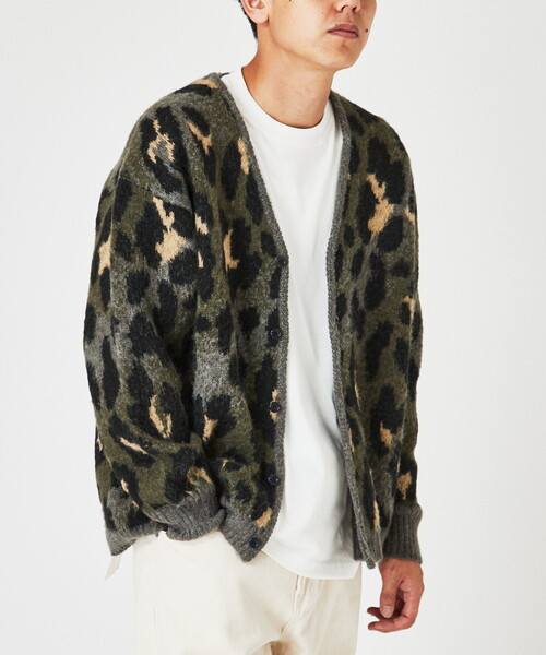 INHERIT(インヘリット)の「オーバーサイズ 総柄グランジカーディガン(カーディガン/ボレロ・メンズ・ブラック/グリーン/イエロー・MEDIUM/LARGE)」の3枚目の写真