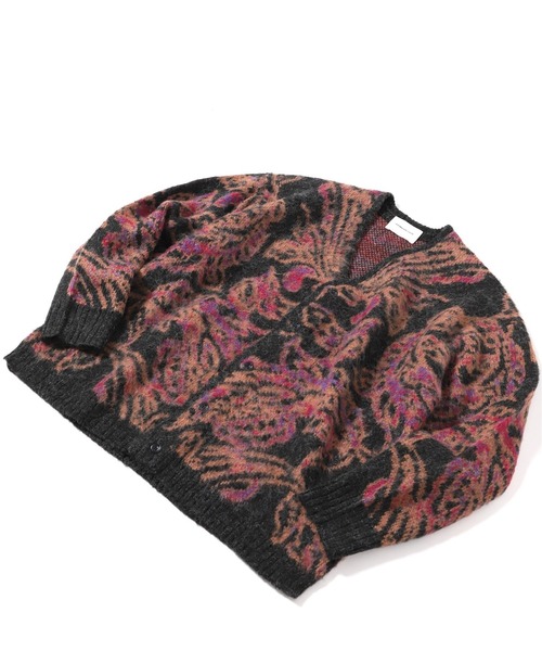 INHERIT(インヘリット)の「オーバーサイズ 総柄グランジカーディガン(カーディガン/ボレロ・メンズ・ブラック/グリーン/イエロー・MEDIUM/LARGE)」の10枚目の写真