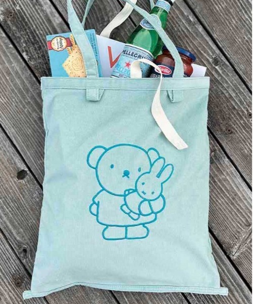 Miffy（ ミッフィー）の「miffy（ミッフィー）コレクターズサックDickBruna Corduroy（トートバッグ・レディース・ライトグレー/ピンク/ミント・ONE SIZE）」の6枚目の写真