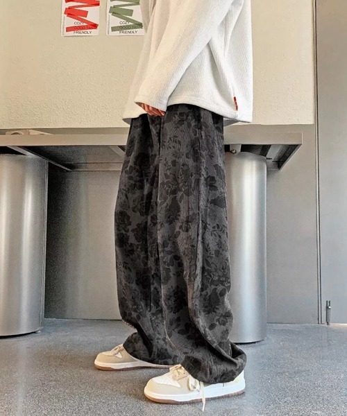 流行りのコーデュロイ秋冬GUCCI花柄フローラワイドパンツ 流行りのコーデュロイ秋冬GUCCI花柄フローラワイドパンツ 花柄
