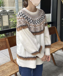 fredy emue | ノルディック柄ルーズニット(ニット/セーター)