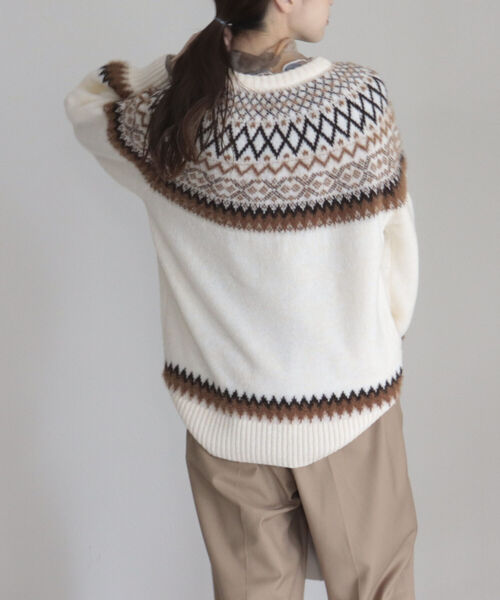 fredy emue（フレディエミュ）の「ノルディック柄ルーズニット（ニット/セーター・レディース・パープル/アイボリー・38）」の8枚目の写真