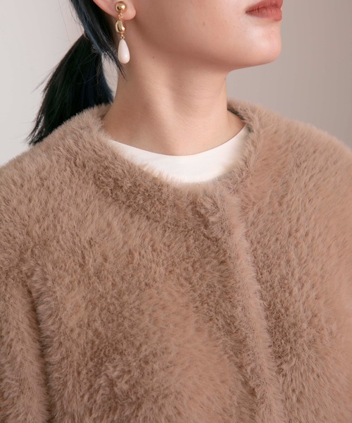 Eimee Law（エイミーロウ）の「Wフェイスミドル丈シャギーニットコート