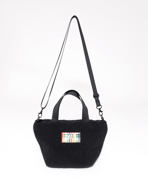 MEI（メイ）の「MEIコラボ シェア ボア ミニトート（トートバッグ・レディース・モカ/オフホワイト/ブラック・F）」の2枚目の写真