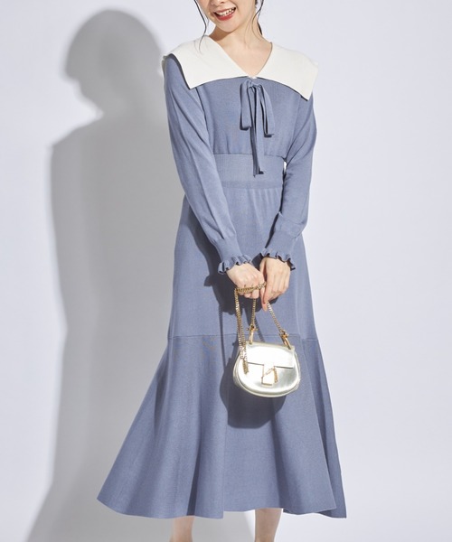 セール りぼん付きセーラーカラー配色ニットワンピース ワンピース Tocco Closet トッコ クローゼット のファッション通販 Zozotown
