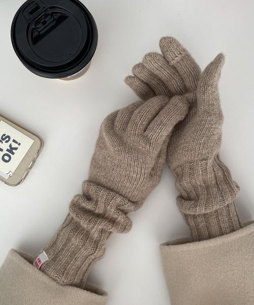 CANAL JEAN（キャナルジーン）の「El mar(エルマール) ニットロンググローブ（手袋・レディース・グレー/ライトベージュ/アイボリー・ONE SIZE）」の3枚目の写真