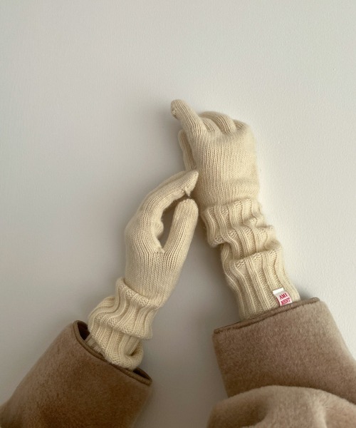 CANAL JEAN（キャナルジーン）の「El mar(エルマール) ニットロンググローブ（手袋・レディース・グレー/ライトベージュ/アイボリー・ONE SIZE）」の2枚目の写真