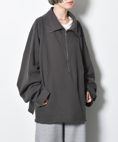 CITYSHOP（シティーショップ）の「ZIP UP スウェット：カットソー（Tシャツ/カットソー・レディース・ホワイト/チャコールグレー・FREE）」の2枚目の写真