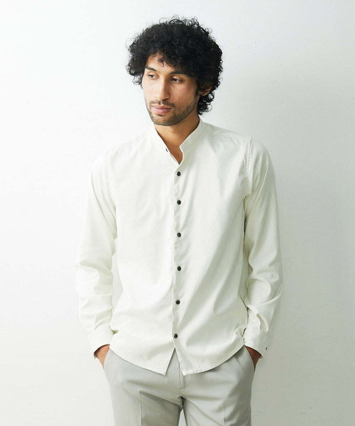 MICHEL KLEIN HOMME (ミッシェルクランオム)の「《日本製》ベジスエードシャツ(シャツ/ブラウス・メンズ・パープル/ダークグレー/ホワイト・MEDIUM/LARGE/X-LARGE)」の1枚目の写真