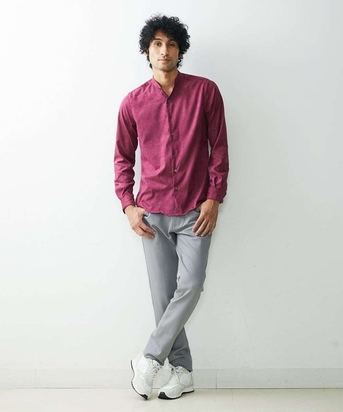 MICHEL KLEIN HOMME (ミッシェルクランオム)の「《日本製》ベジスエードシャツ(シャツ/ブラウス・メンズ・パープル/ダークグレー/ホワイト・MEDIUM/LARGE/X-LARGE)」の4枚目の写真