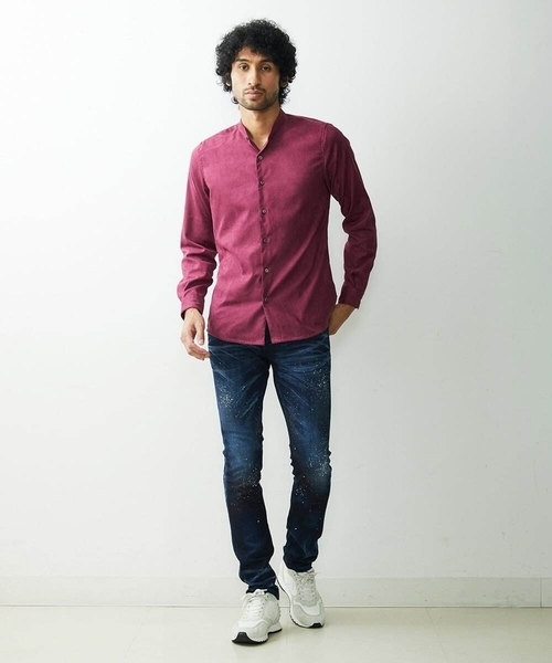 MICHEL KLEIN HOMME (ミッシェルクランオム)の「《日本製》ベジスエードシャツ(シャツ/ブラウス・メンズ・パープル/ダークグレー/ホワイト・MEDIUM/LARGE/X-LARGE)」の5枚目の写真