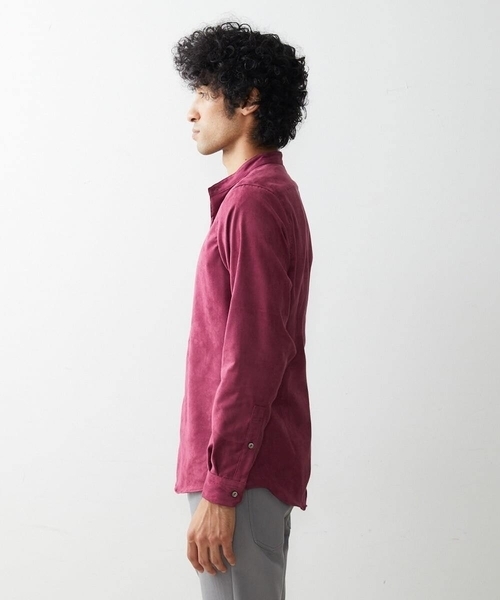 MICHEL KLEIN HOMME (ミッシェルクランオム)の「《日本製》ベジスエードシャツ(シャツ/ブラウス・メンズ・パープル/ダークグレー/ホワイト・MEDIUM/LARGE/X-LARGE)」の7枚目の写真