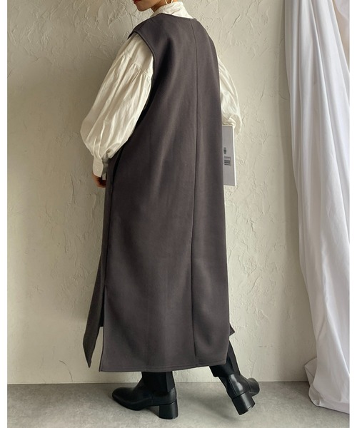 She's Closet(シーズクローゼット)の「裏起毛深Vネックパール付きジャンスカロングワンピース(ジャンパースカート・レディース・モカ/ブラック/チャコールグレー・FREE)」の22枚目の写真