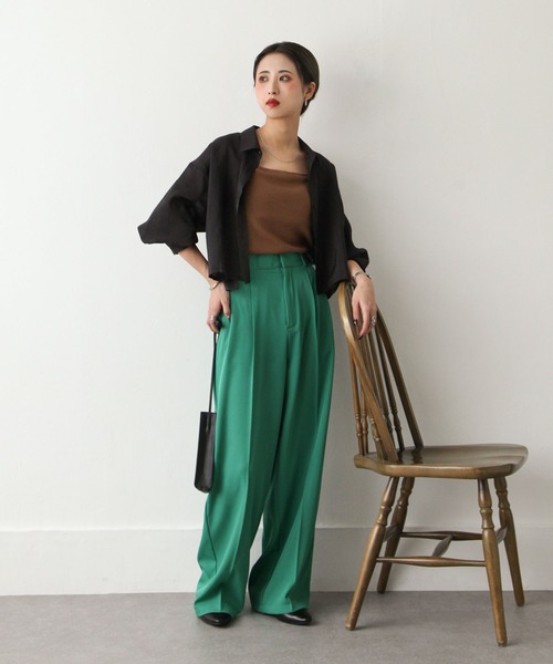 Chillfar(チルファー)の「ショート丈シアーシャツ(シャツ/ブラウス・レディース・ホワイト/グリーン/ピンク/ブルー/ブラック/グレイッシュベージュ・MEDIUM/LARGE)」の17枚目の写真