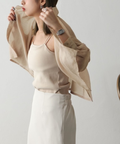 Chillfar(チルファー)の「ショート丈シアーシャツ(シャツ/ブラウス・レディース・ホワイト/グリーン/ピンク/ブルー/ブラック/グレイッシュベージュ・MEDIUM/LARGE)」の22枚目の写真