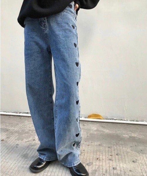 セール】ハート刺繍デニムパンツ（デニムパンツ）｜DIAVEL（ディアベル