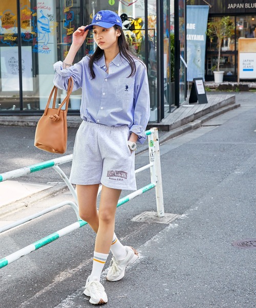 CONVERSE（コンバース）の「CONVERSE/コンバース　カレッジロゴサイドリブ裏毛ショートパンツ（その他パンツ・レディース・グレー/グリーン/オフホワイト/ピンク・L/M）」の18枚目の写真