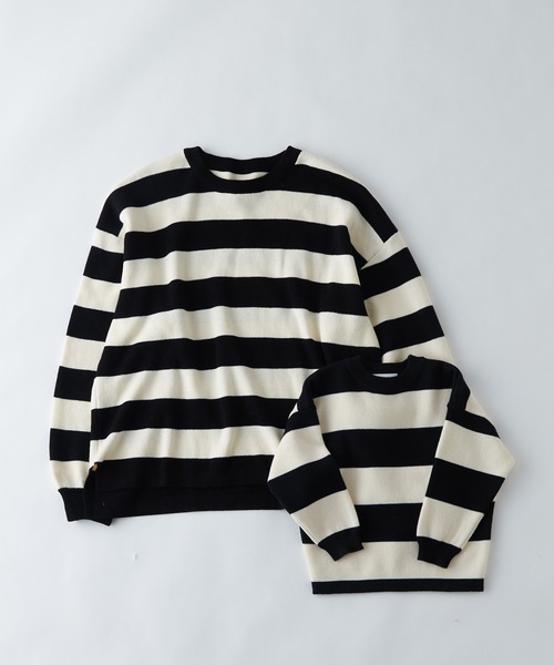 CIAOPANIC TYPY（チャオパニックティピー）の「【KIDS】ワイドボーダージャガードニット（ニット/セーター・キッズ・ホワイト/グリーン・S/M/L/XL/XXL）」の5枚目の写真