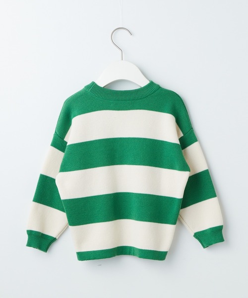 CIAOPANIC TYPY（チャオパニックティピー）の「【KIDS】ワイドボーダージャガードニット（ニット/セーター・キッズ・ホワイト/グリーン・S/M/L/XL/XXL）」の10枚目の写真