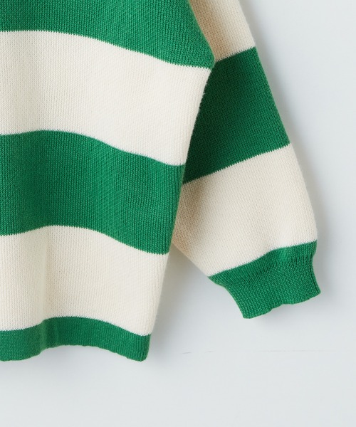 CIAOPANIC TYPY（チャオパニックティピー）の「【KIDS】ワイドボーダージャガードニット（ニット/セーター・キッズ・ホワイト/グリーン・S/M/L/XL/XXL）」の8枚目の写真