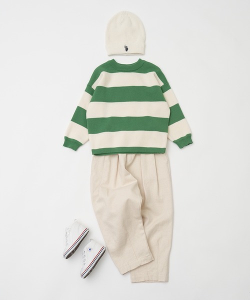 CIAOPANIC TYPY（チャオパニックティピー）の「【KIDS】ワイドボーダージャガードニット（ニット/セーター・キッズ・ホワイト/グリーン・S/M/L/XL/XXL）」の9枚目の写真