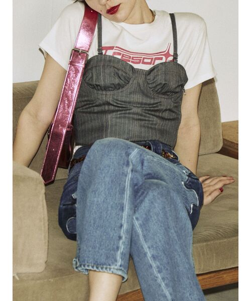 jouetie（ジュエティ）の「カラーステッチコルセット（キャミソール・レディース・ブラック/オフホワイト/グレー・MEDIUM）」の3枚目の写真