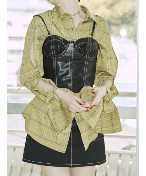 jouetie（ジュエティ）の「カラーステッチコルセット（キャミソール・レディース・ブラック/オフホワイト/グレー・MEDIUM）」の5枚目の写真