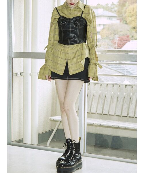 jouetie（ジュエティ）の「カラーステッチコルセット（キャミソール・レディース・ブラック/オフホワイト/グレー・MEDIUM）」の8枚目の写真