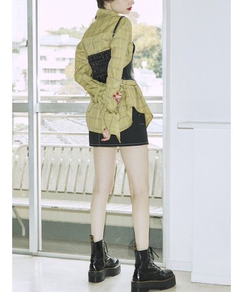 jouetie（ジュエティ）の「カラーステッチコルセット（キャミソール・レディース・ブラック/オフホワイト/グレー・MEDIUM）」の10枚目の写真