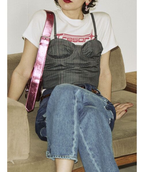 jouetie（ジュエティ）の「カラーステッチコルセット（キャミソール・レディース・ブラック/オフホワイト/グレー・MEDIUM）」の11枚目の写真