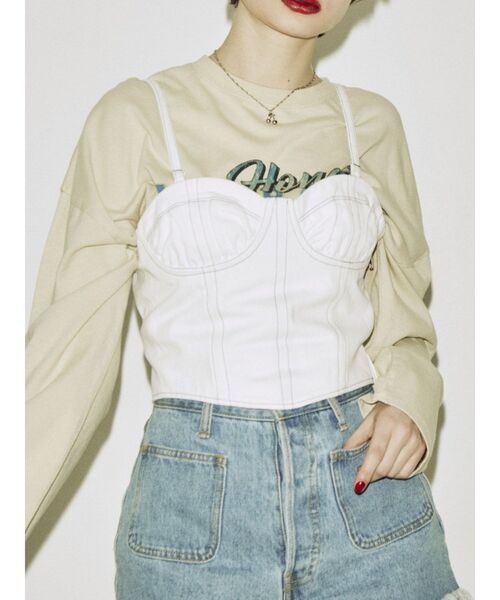 jouetie（ジュエティ）の「カラーステッチコルセット（キャミソール・レディース・ブラック/オフホワイト/グレー・MEDIUM）」の16枚目の写真