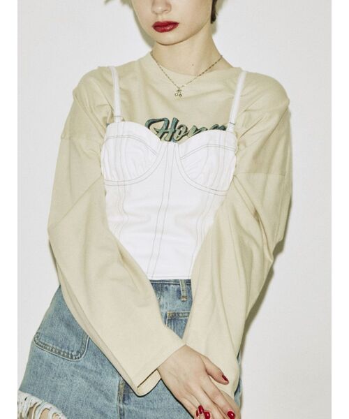 jouetie（ジュエティ）の「カラーステッチコルセット（キャミソール・レディース・ブラック/オフホワイト/グレー・MEDIUM）」の17枚目の写真