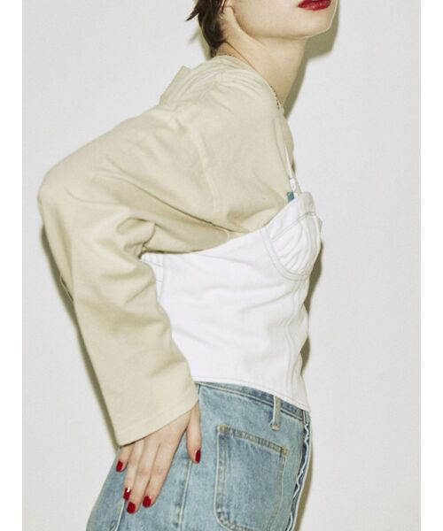 jouetie（ジュエティ）の「カラーステッチコルセット（キャミソール・レディース・ブラック/オフホワイト/グレー・MEDIUM）」の19枚目の写真